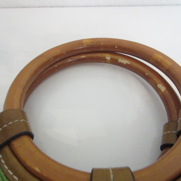 Relic Brand Woven Patchwork Floral Bamboo Handled Summer Handbag Snap Closure - Picture 8 of 13